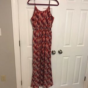 Coral and Blue Maxi Dress